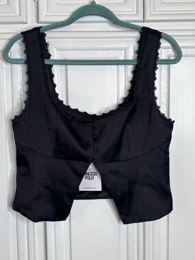 Princess Polly Black Lace-Trim Bustier Tank sz8